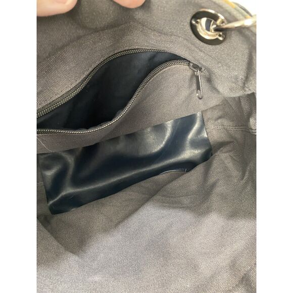 Mustard and Dark Blue Polka Dot Top Handle Large Rivets Bag - Picture 5 of 6